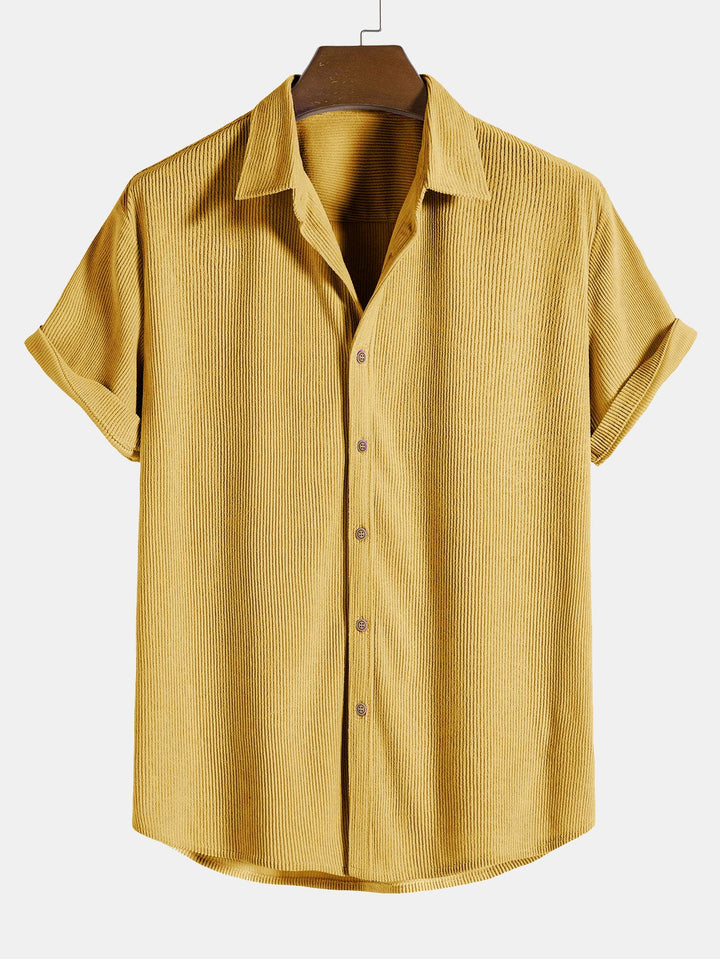 Corduroy Button Up Short Sleeved Shirt