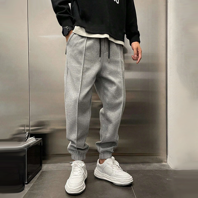 Men's Solid Loose Elastic Waist Casual Sports Pants