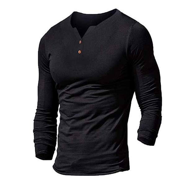 Men's solid color long sleeve T-shirt