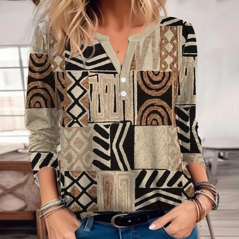 Vintage Blouse with Abstract Print