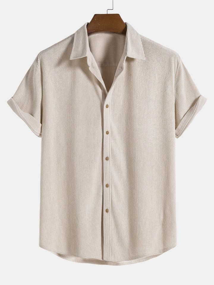 Corduroy Button Up Short Sleeved Shirt