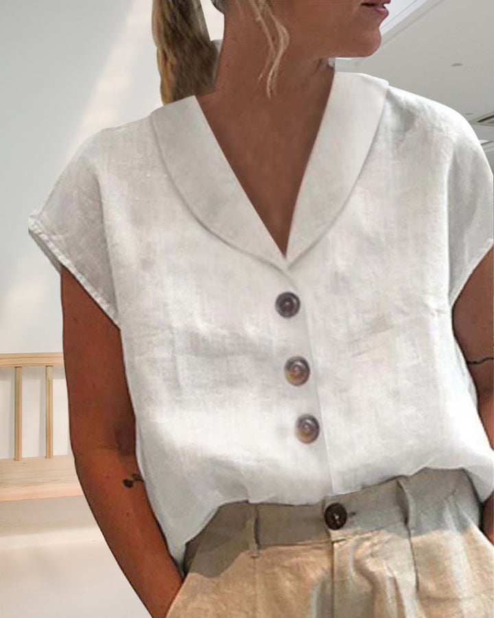 Short-sleeved top with button