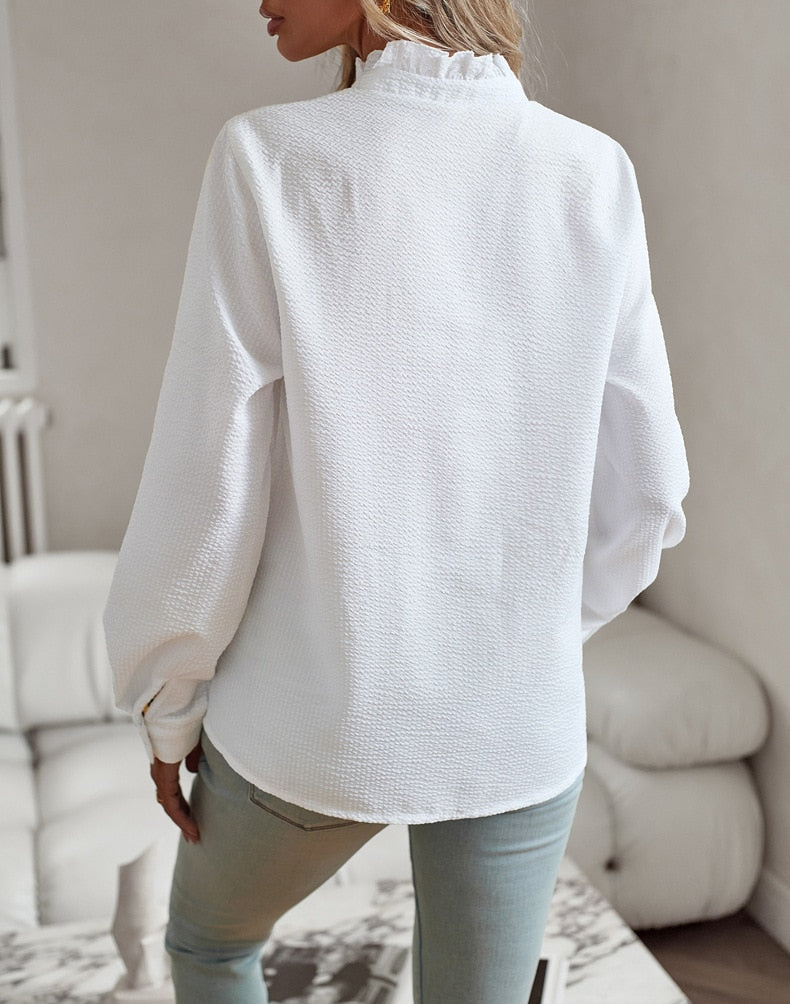 Lisbeth™ | Cuff-Collar Designed Elegant Long-Sleeve Blouse