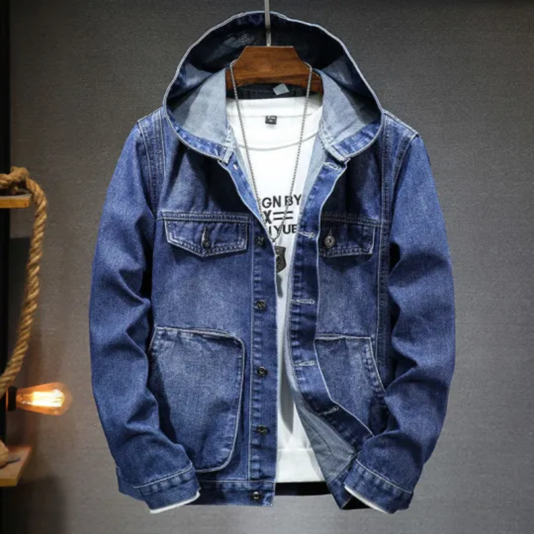 Men's Hooded Vintage Denim Jacket