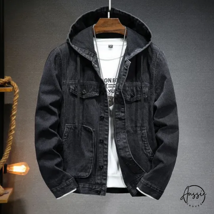 Urban Edge | Men's Hooded Vintage Denim Jacket