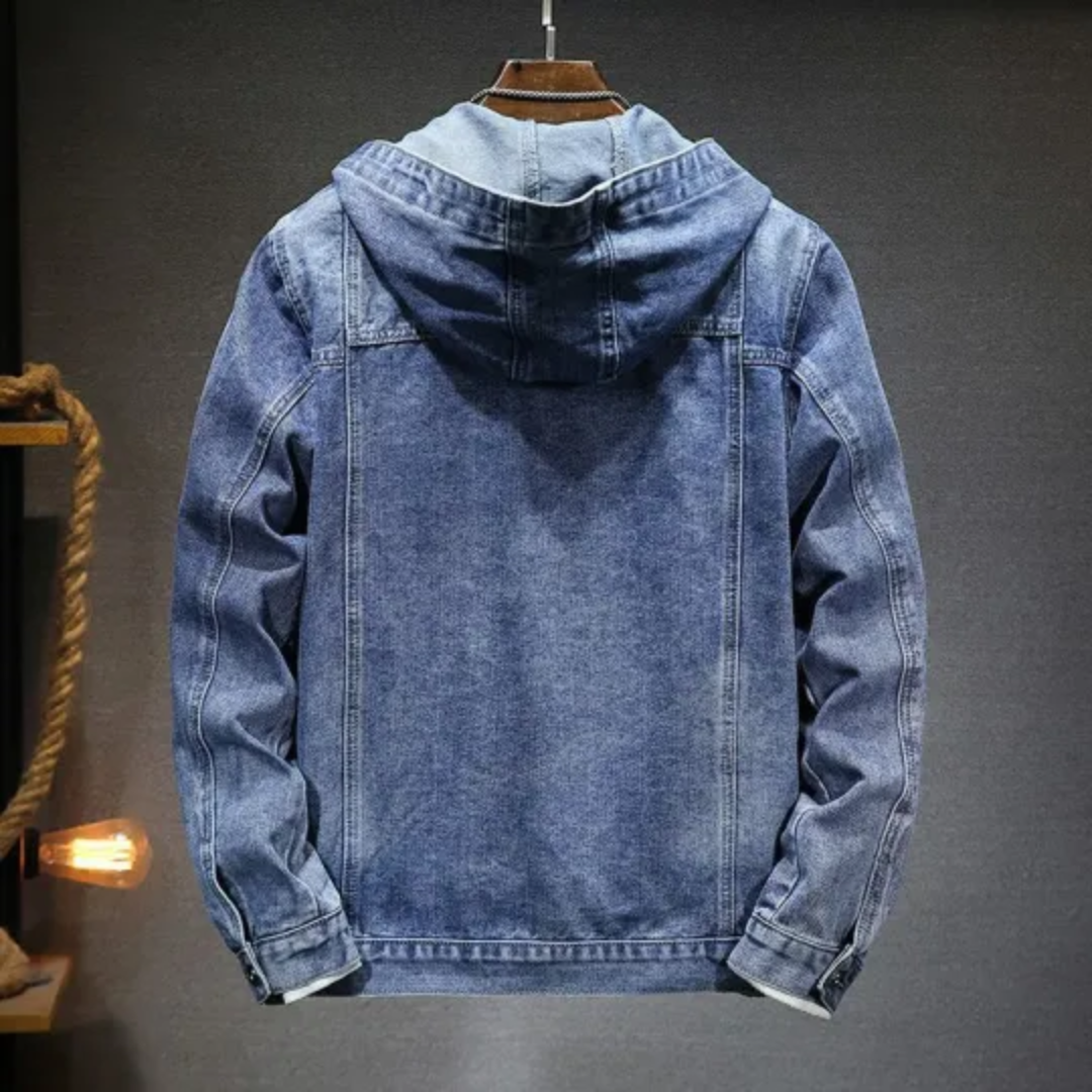 Men's Hooded Vintage Denim Jacket