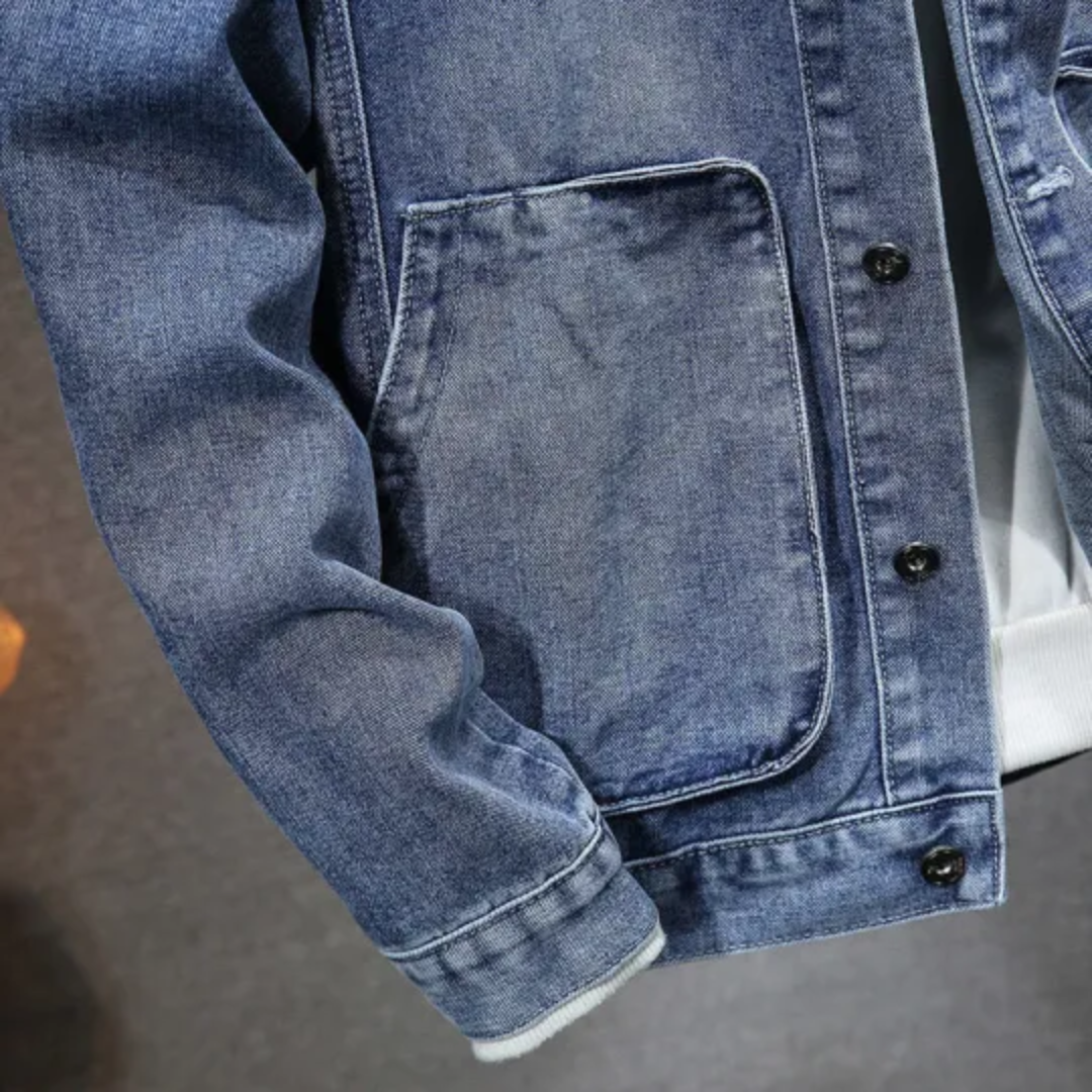 Men's Hooded Vintage Denim Jacket