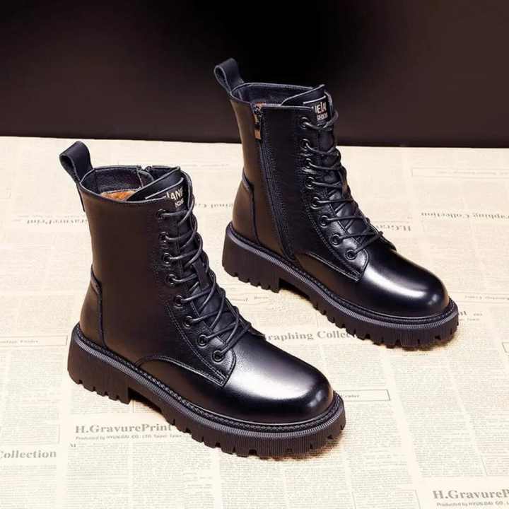 Andrea™ - Black Leather Winter Boots