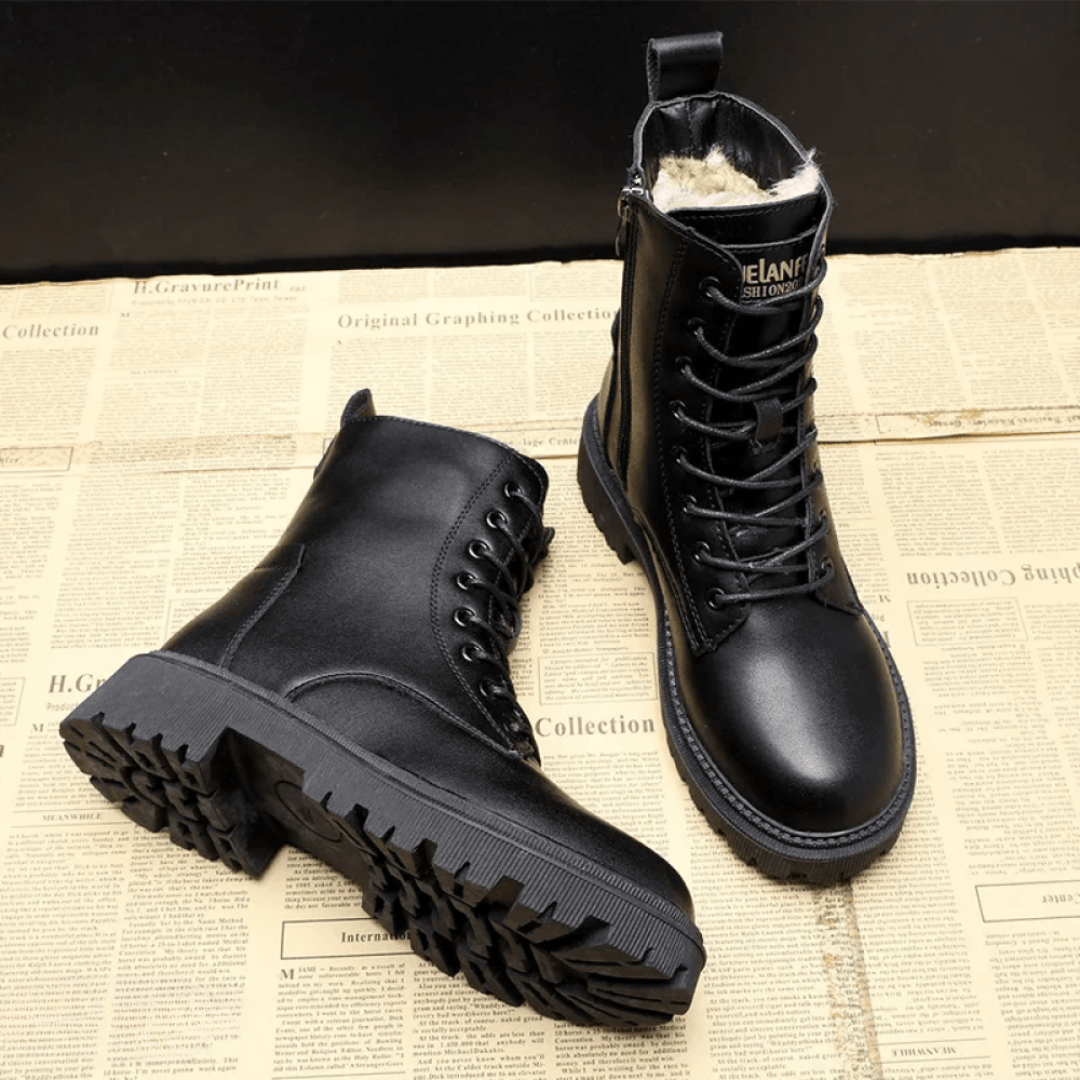 Andrea™ - Black Leather Winter Boots