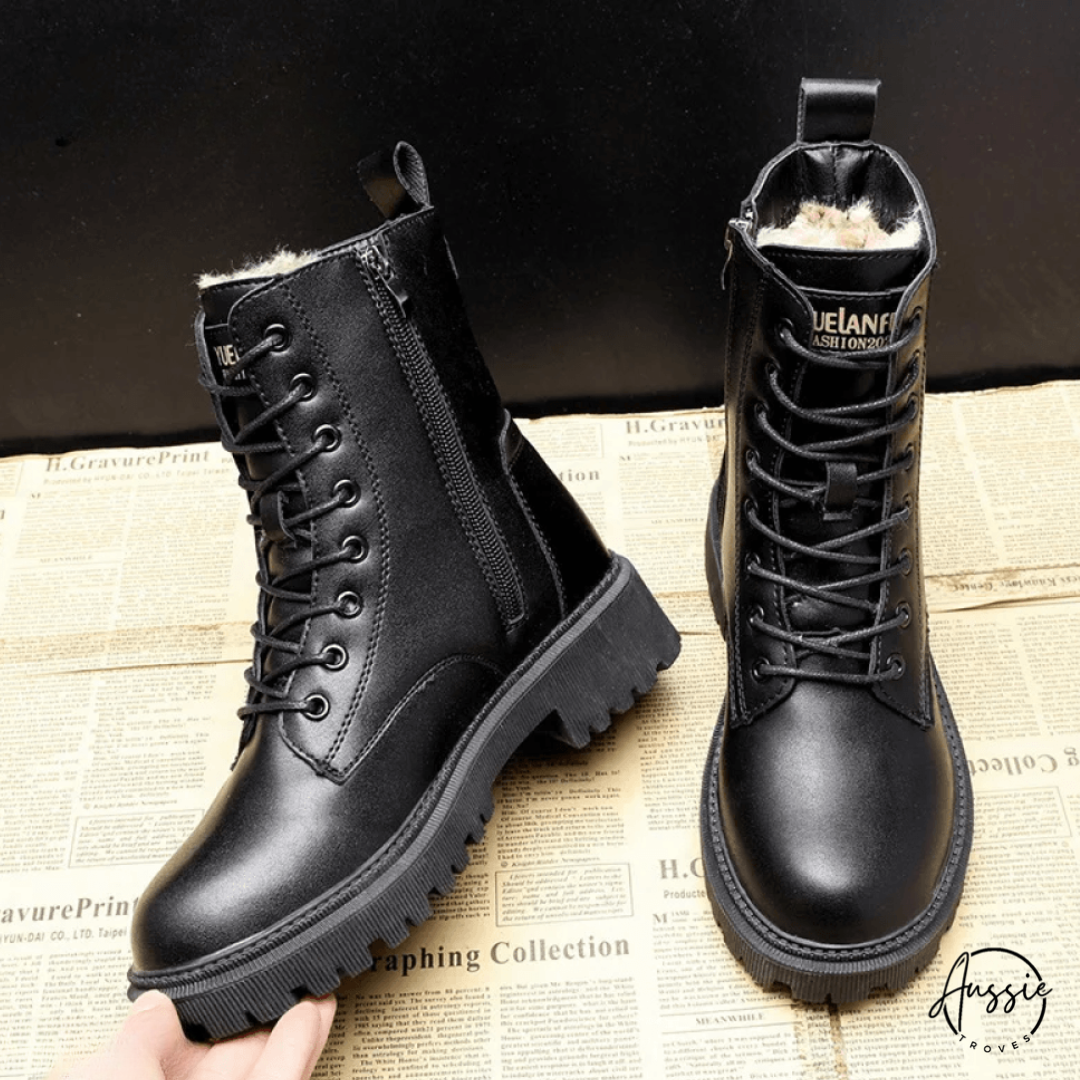 Everest™ | Chic Black Leather Winter Boots