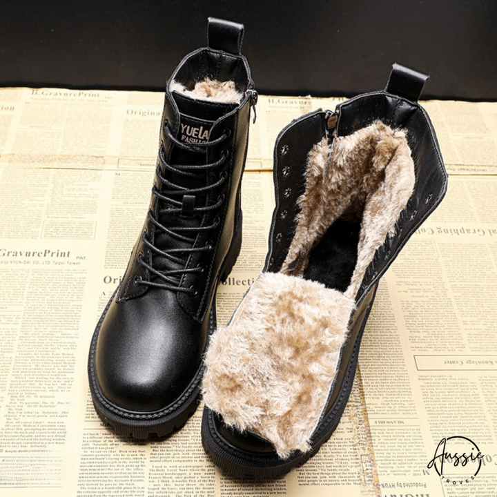 Everest™ | Chic Black Leather Winter Boots