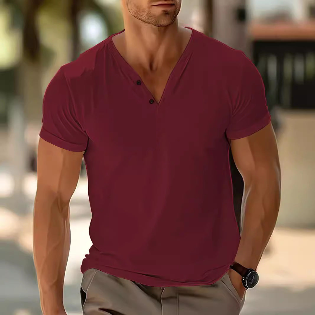 Handsome Button V-Neck Shirt