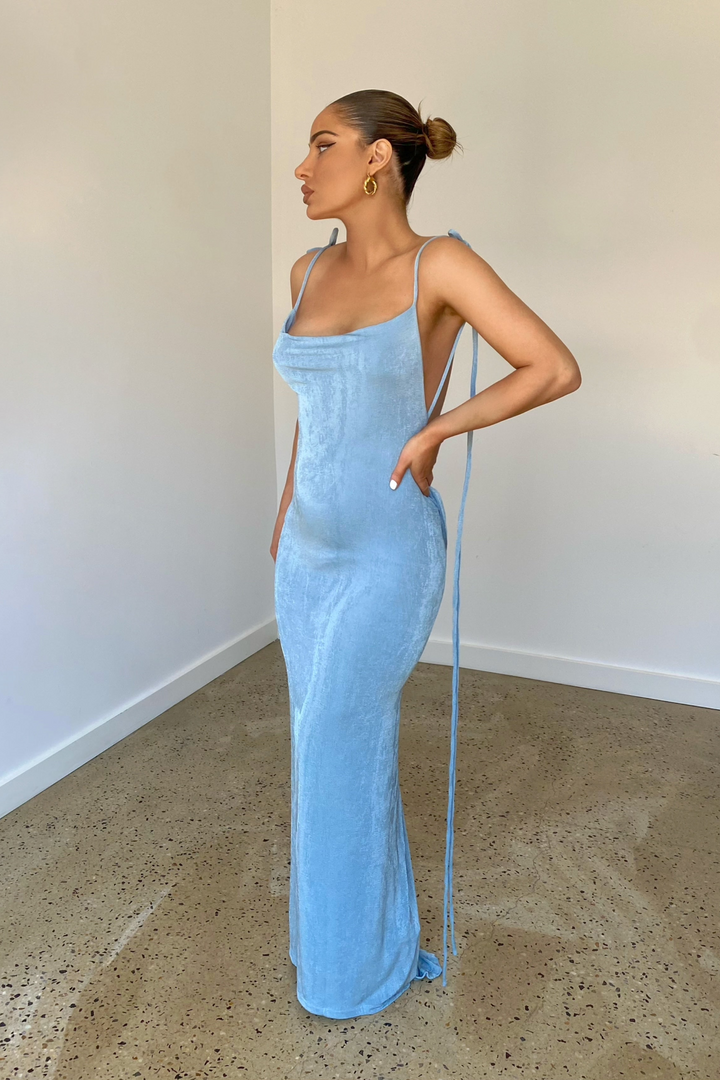 Sagia Backless Maxi Dress In Blue