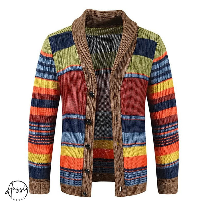 Heritage Stripe | Men’s Colorblock Lapel Sweater Jacket